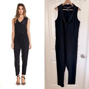 Anthropologie Dolan Black Sleeveless Jumpsuit w Drawstring Waist and Pockets. L